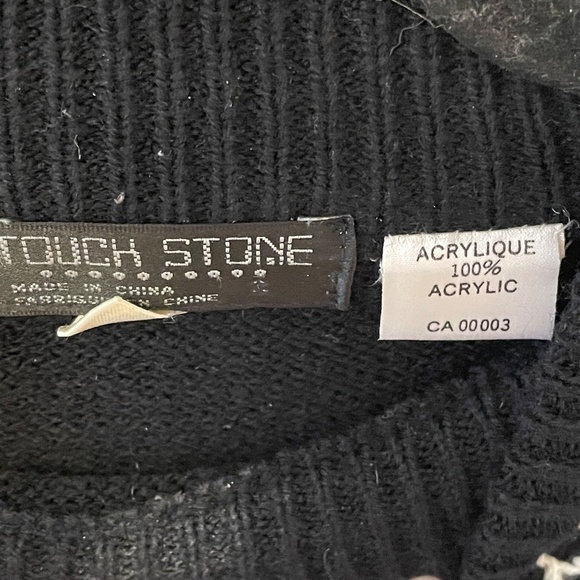 VINTAGE Black & White Floral Embroidered Crew Neck Grandma Core Sweater SZ L - Picture 10 of 11